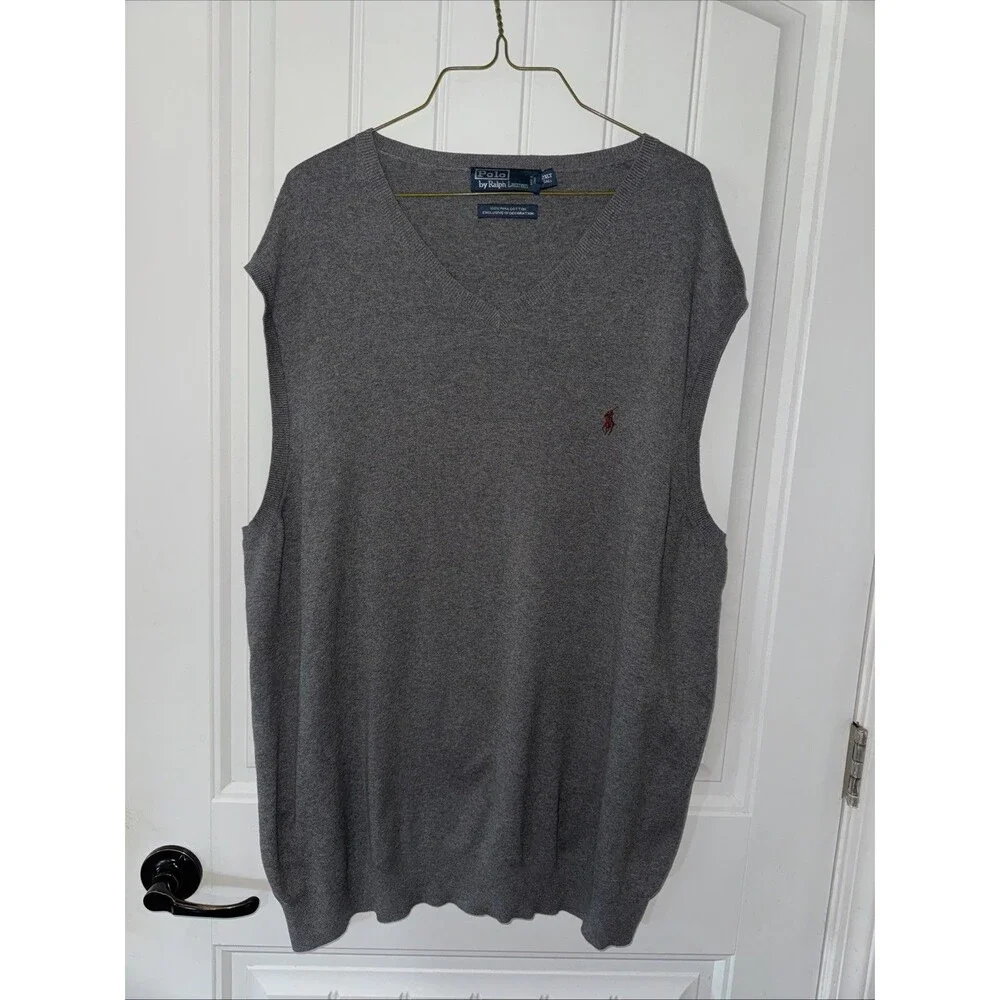Polo Ralph Lauren Big And Tall Pima Cotton V-Neck Sweater Vest  2XLT 2X TALL